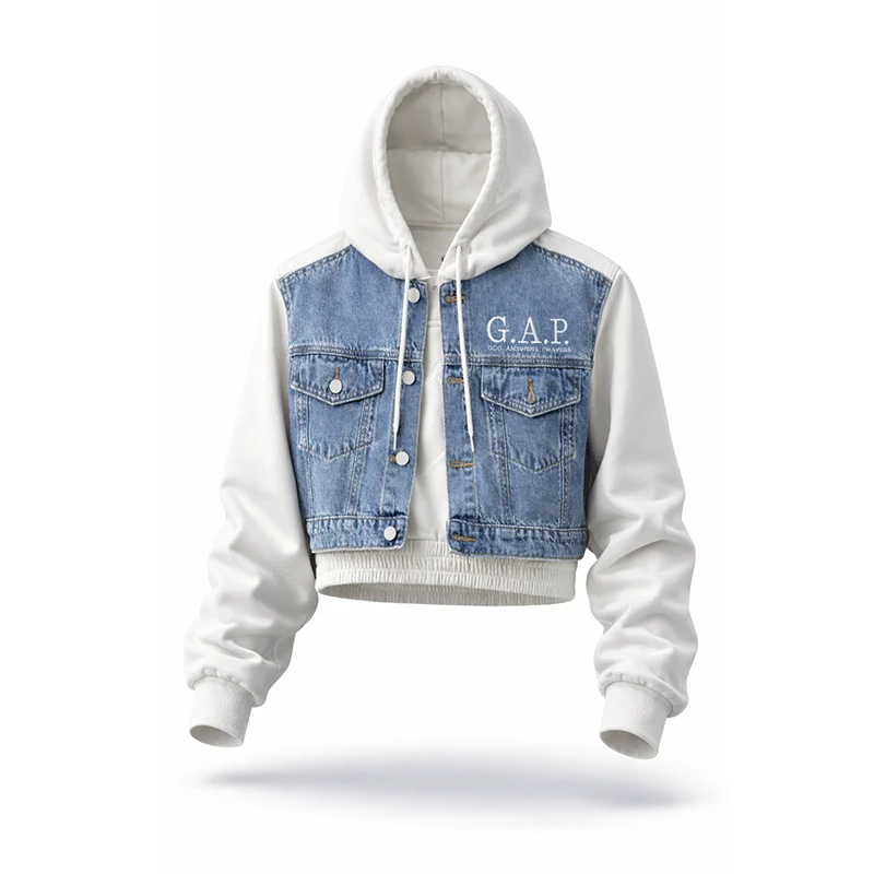 G.A.P. Cropped Denim Hoodie Jacket
