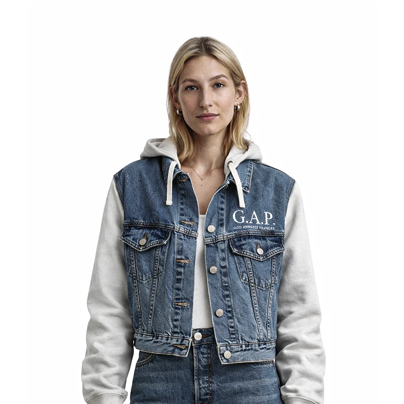 G.A.P. Cropped Denim Hoodie Jacket