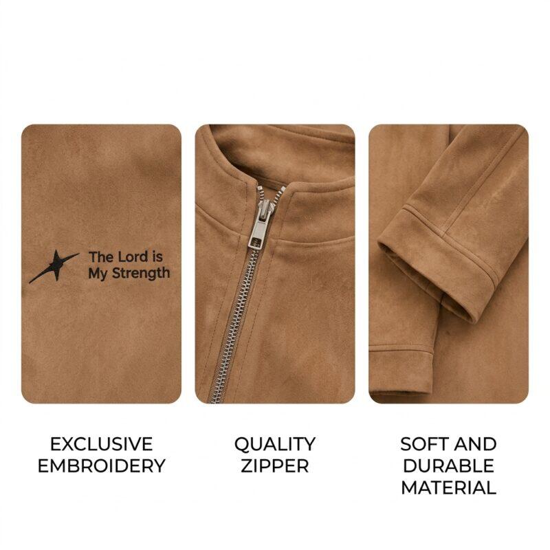 Camel Luxe Suede Cropped Jacket - Image 3